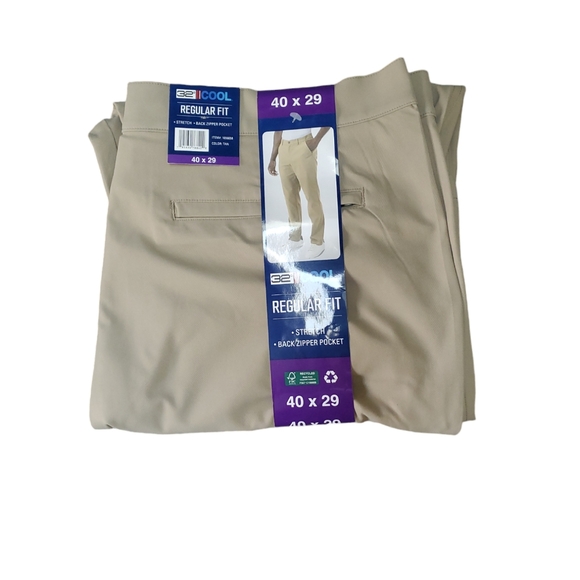 Men’s 32 Degrees Cool Regular Fit Stretch Performan Pant Tan Size 40x29 NWT - Picture 2 of 12